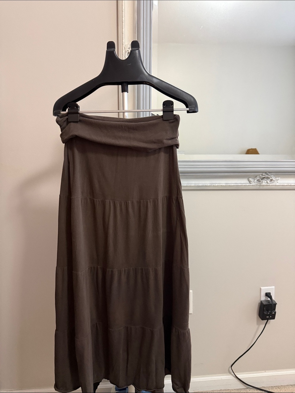 Michael Stars Chocolate Brown Boho tiered skirt